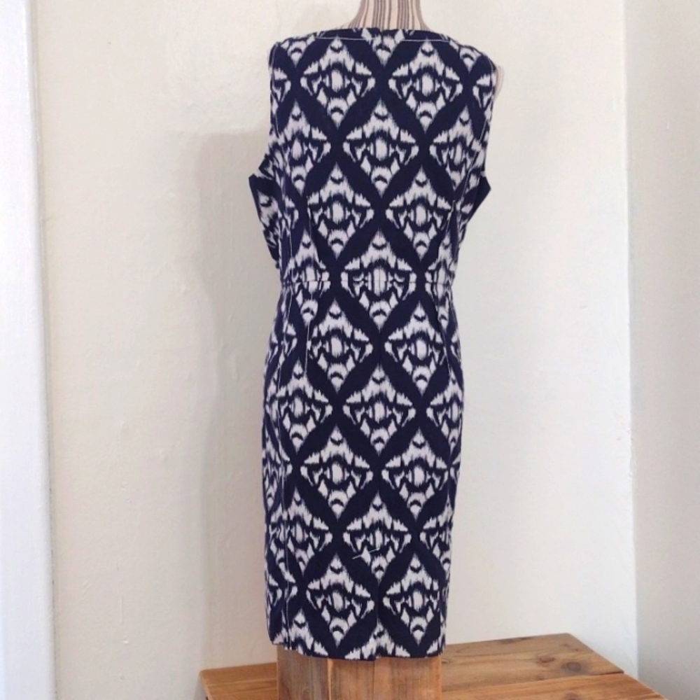 Talbots Navy and White Sleeveless Midi Dress - Picture 9 of 13